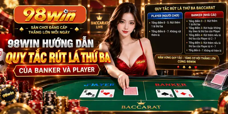 98WIN hướng dẫn quy tắc rút lá thứ ba của Banker và Player