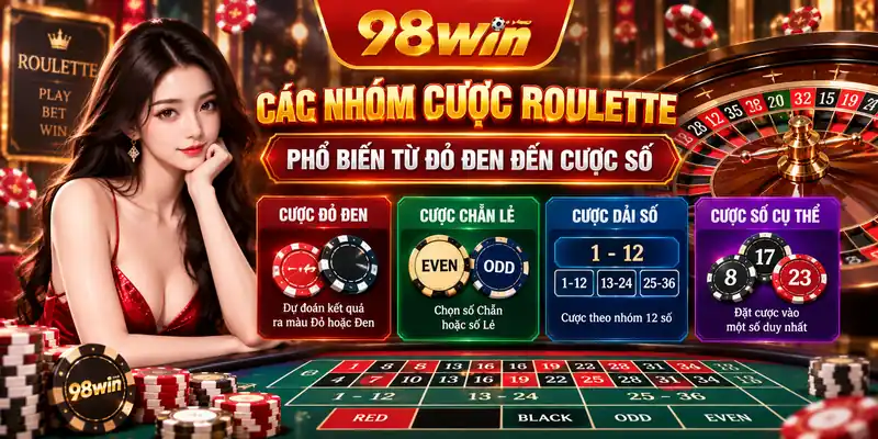 Các nhóm cược Roulette phổ biến từ đỏ đen đến cược số