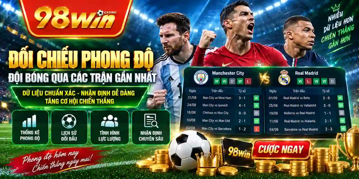 Đối chiếu phong độ đội bóng qua các trận gần nhất