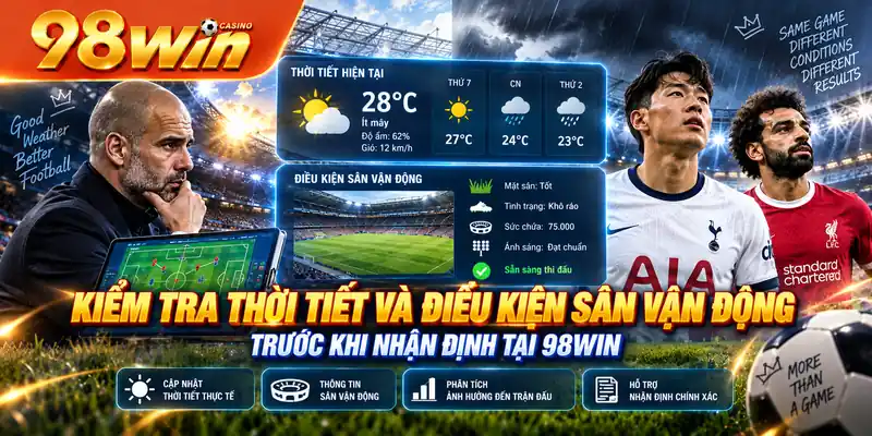 Kiểm tra thời tiết và điều kiện sân vận động trước khi nhận định