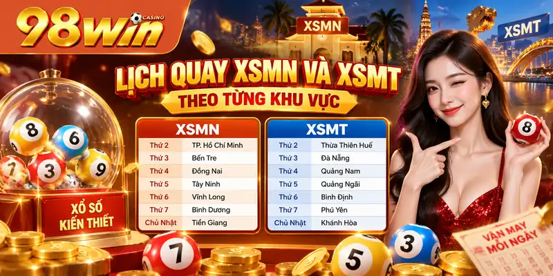 Lịch quay XSMN và XSMT theo từng khu vực