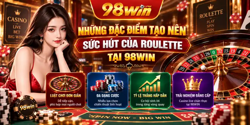 Những đặc điểm tạo nên sức hút của Roulette tại 98WIN