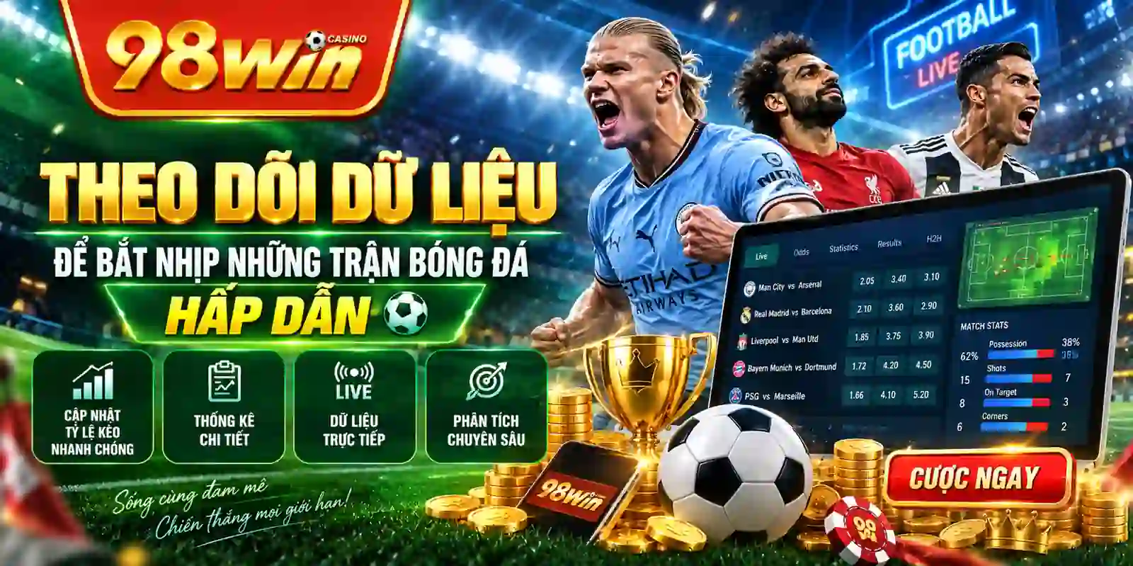 Theo dõi dữ liệu để bắt nhịp những trận bóng đá hấp dẫn.